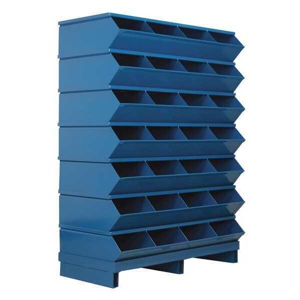 Steel Sectional Stacking Bin, 18 3/4 in D x 50 7/8 in H x 37 in W, 8 Shelves, Blue