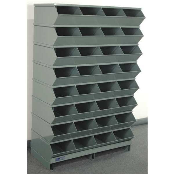 Steel Sectional Stacking Bin, 18 3/4 in D x 57 3/4 in H x 37 in W, 9 Shelves, Gray