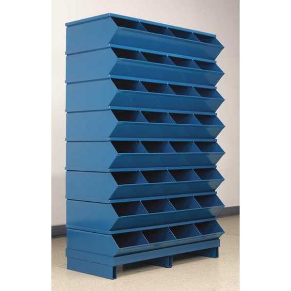 Steel Sectional Stacking Bin, 18 3/4 in D x 57 3/4 in H x 37 in W, 9 Shelves, Blue