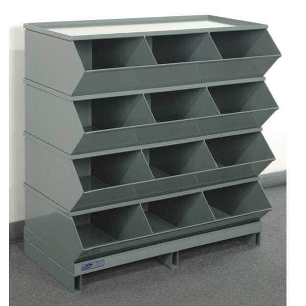 Steel Sectional Stacking Bin, 20 1/2 in D x 38 in H x 37 in W, 5 Shelves, Gray