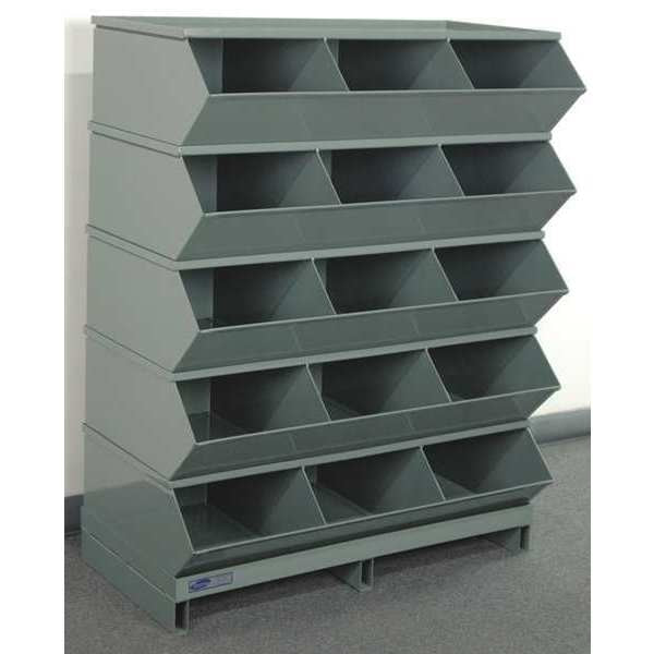 Steel Sectional Stacking Bin, 20 1/2 in D x 46 7/8 in H x 37 in W, 6 Shelves, Gray