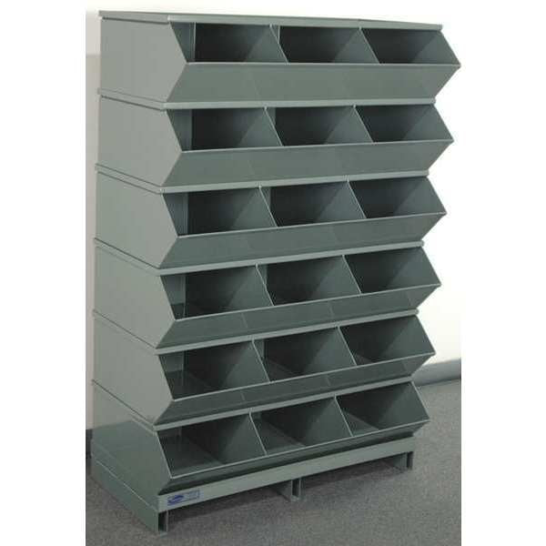 Steel Sectional Stacking Bin, 20 1/2 in D x 55 3/4 in H x 37 in W, 7 Shelves, Gray