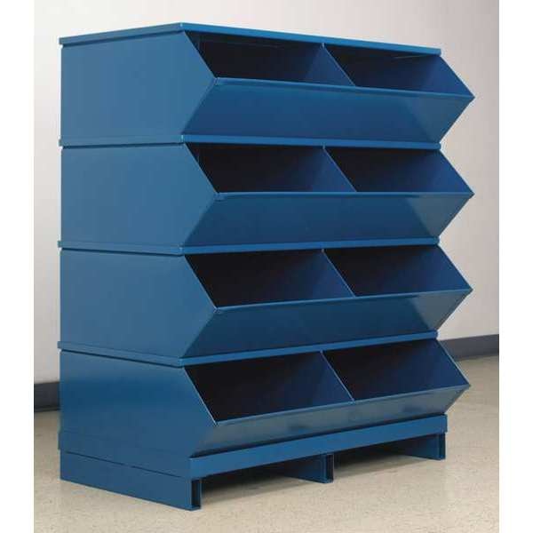 Steel Sectional Stacking Bin, 24 in D x 46 in H x 37 in W, 5 Shelves, Blue