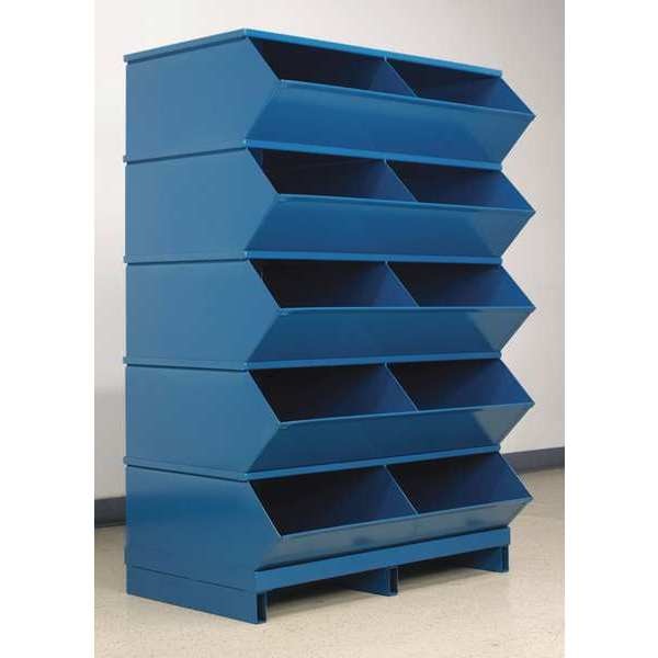 Steel Sectional Stacking Bin, 24 in D x 50 in H x 37 in W, 5 Shelves, Blue