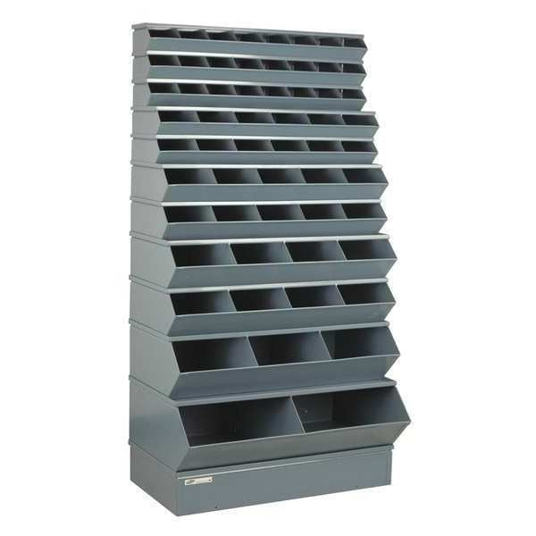 Steel Sectional Stacking Bin, 24 in D x 76 in H x 37 in W, 12 Shelves, Gray