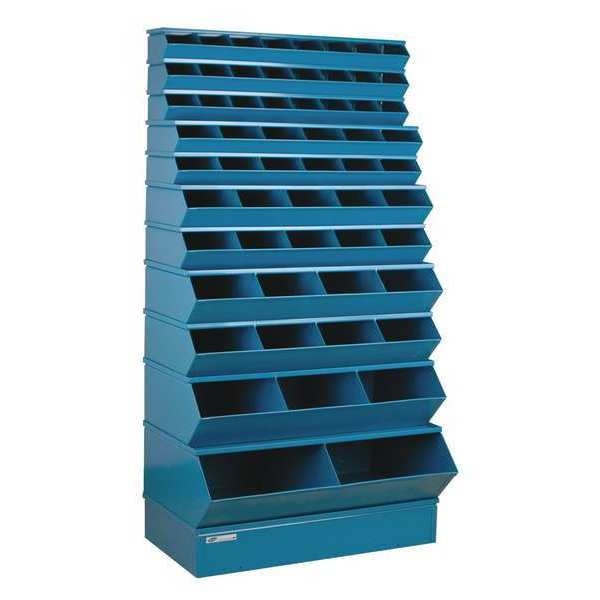 Steel Sectional Stacking Bin, 24 in D x 76 in H x 37 in W, 12 Shelves, Blue