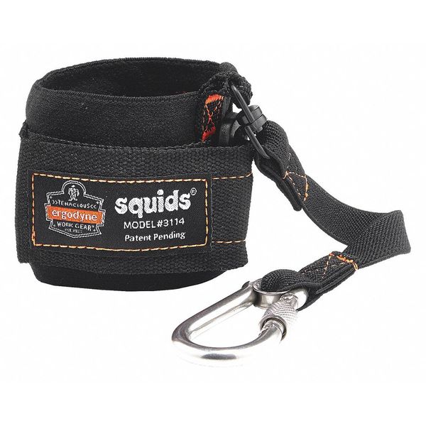 Wrist Tool Lanyard, Carabiner, 8in.L, Black