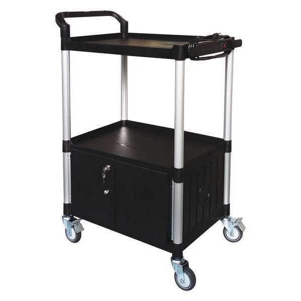 Cart with Cabinet, 47-1/4 in. H, Black