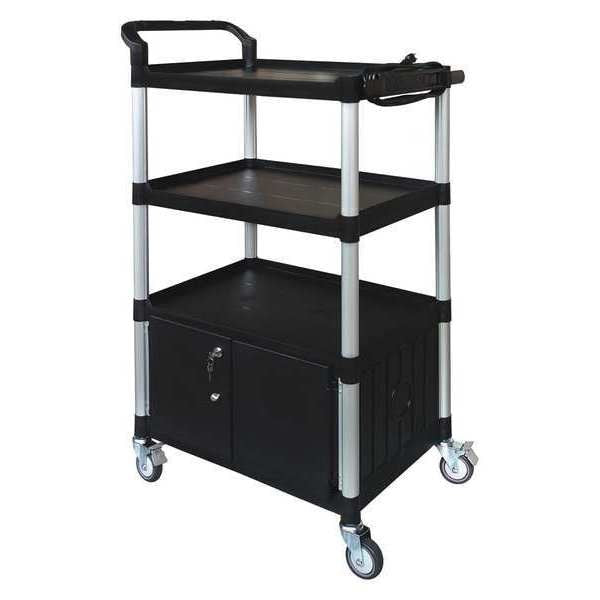 Cart with Cabinet, 52-3/4 in. H, Black