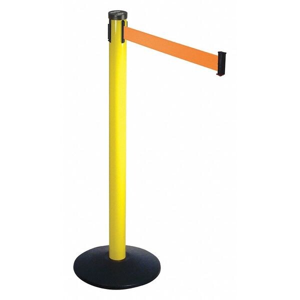 Barrier Post w/Belt, 10ft L, Orng Belt