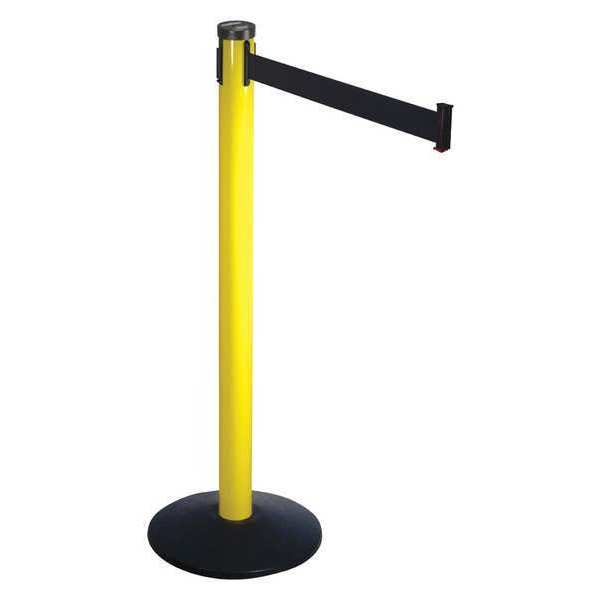 Barrier Post w/Belt, 10ft L, Blk Belt