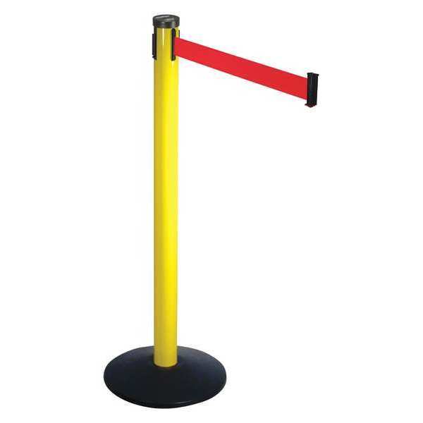 Barrier Post w/Belt, 10ft L, Red Belt