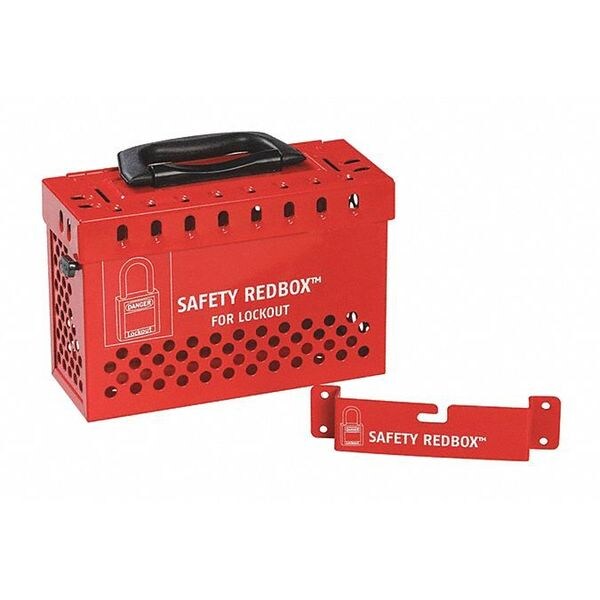 Group Lockout Box, Red, 9-1/2 in. W, Steel