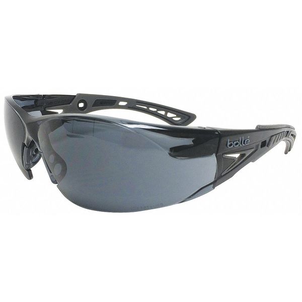 Safety Glasses, Wraparound Smoke Polycarbonate Lens, Anti-Fog, Scratch-Resistant