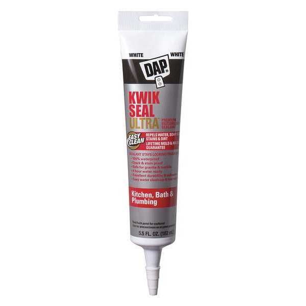 Kitchen & Bath Sealant, 5.5 oz, Tube, White, Acrylic Polymer Base