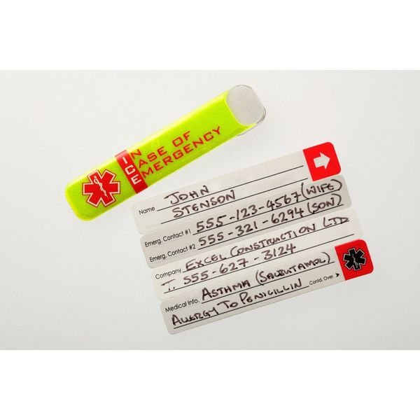 Hard Hat I.D, Yllw, 1/2in.Hx2-3/4in.W, PK25