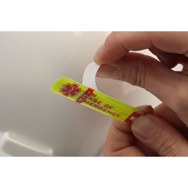 Hard Hat I.D, Yllw, 1/2in.Hx2-3/4in.W, PK25