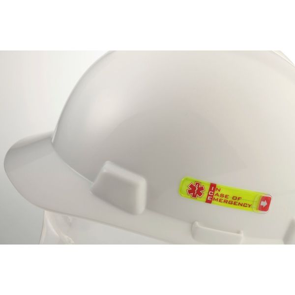 Hard Hat I.D, Yllw, 1/2in.Hx2-3/4in.W, PK25