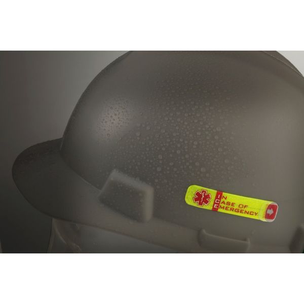 Hard Hat I.D, Yllw, 1/2in.Hx2-3/4in.W, PK25