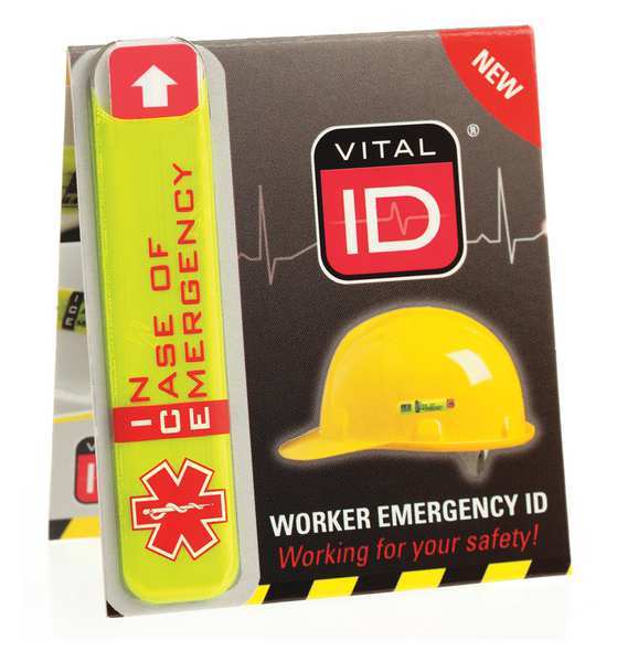 Hard Hat I.D, Yllw, 1/2in.Hx2-3/4in.W, PK25