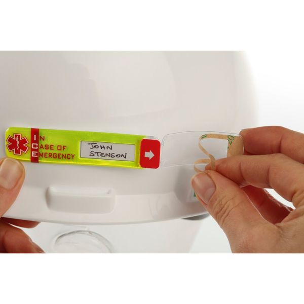 Hard Hat I.D, Yllw, 3/4in.Hx3-1/4in.W, PK25