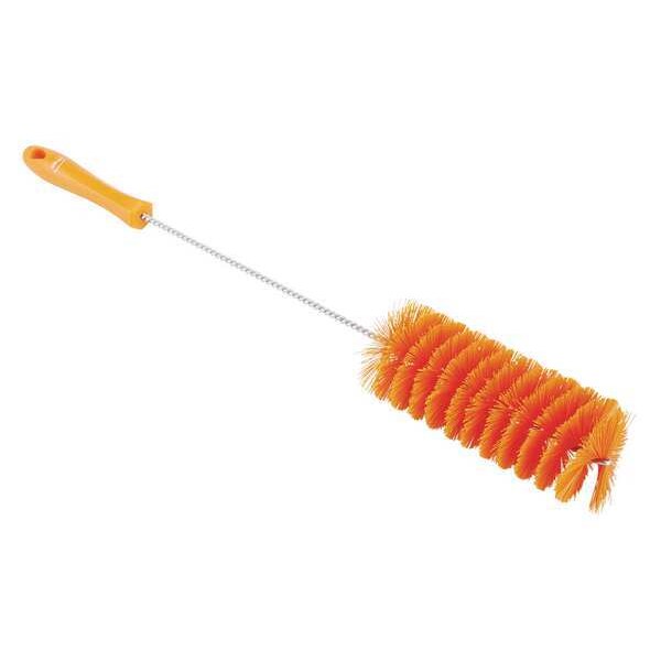 2 3/8 in W Tube and Valve Brush, Medium, 13 1/2 in L Handle, 6 in L Brush, Orange