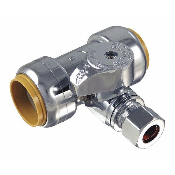 Tee Stop Valve, Brass, 3/4
