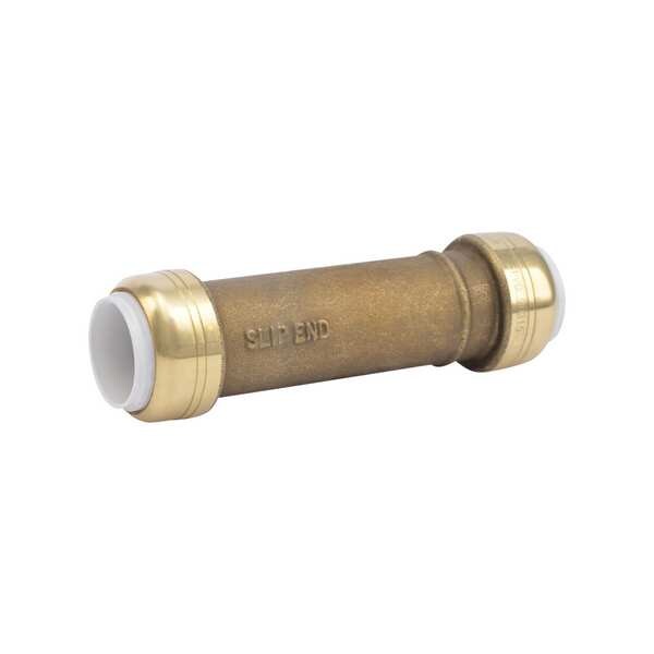 DZR Brass Slip Coupling, 1/2 in Tube Size