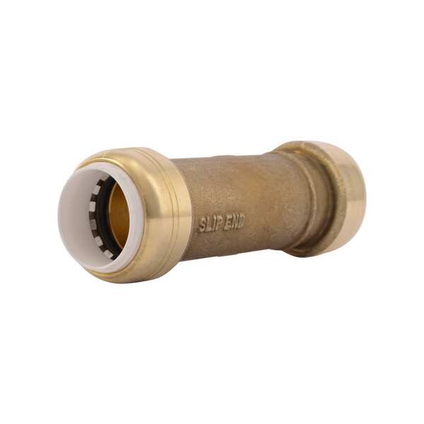DZR Brass Slip Coupling, 3/4 in Tube Size