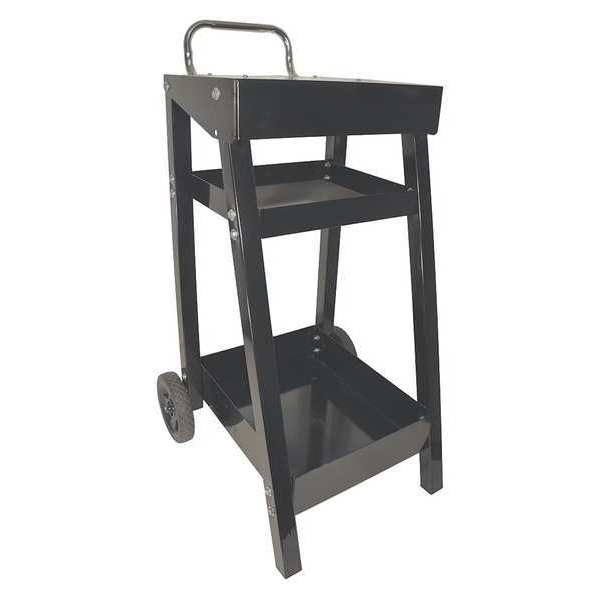 Steel Raised Handle Deep Shelf Utility Cart, 2 Shelves, 80 lb