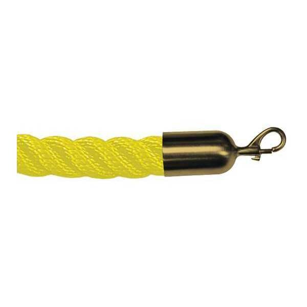 Barrier Rope, Yllw, 6 ft. L, Brass Snap End