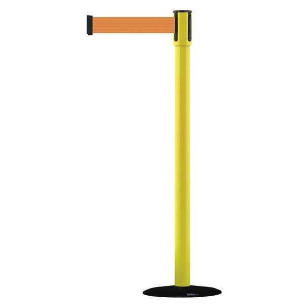 Barrier Post with Belt, Orange, 7-1/2 ft.L
