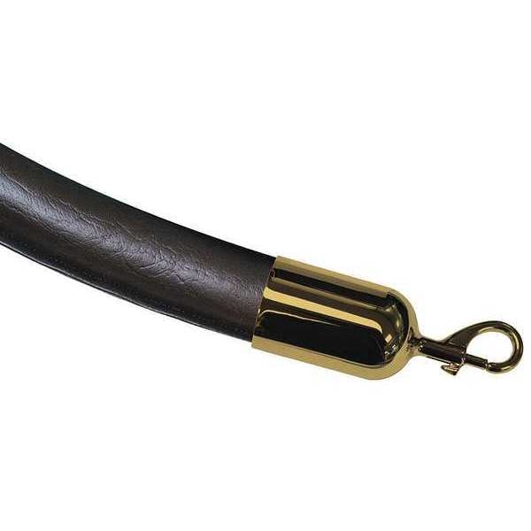 Barrier Rope, Blk, Polished Brass Snap End