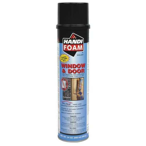 Window & Door Spray Foam Sealant, 24 oz, Aerosol Can, Creme, 1 Component