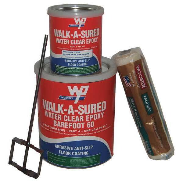 1 gal Anti-Slip Floor Coating, Anti-Slip Finish, Clear, 100% Solid Base