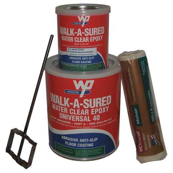 1 gal Anti-Slip Floor Coating, Anti-Slip Finish, Clear, 100% Solid Base