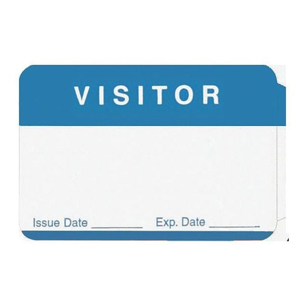 Blue Visitor Badge, 2-3/8 in. L, PK100