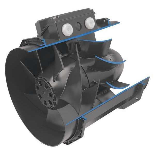 Mixed Flow Duct Fan, Plastic, 120V, 93W