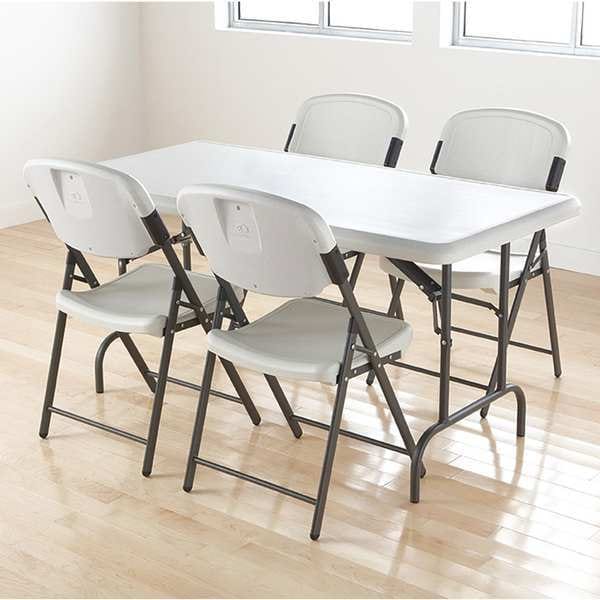 Folding Chair, 12 in. Back H, Platinum, PK4