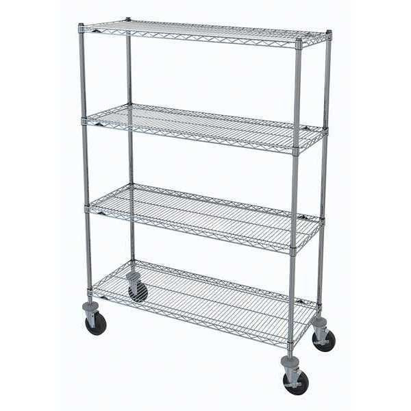 Wire Cart, Brite, 69 in.H x 48 in.L, Silver