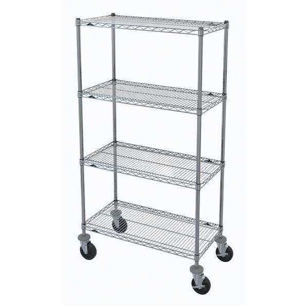 Wire Cart, Brite, 69 in.H x 36 in.L, Silver