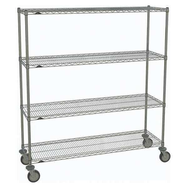 Wire Cart, Chrome, 69in.H x 60in.L, Silver