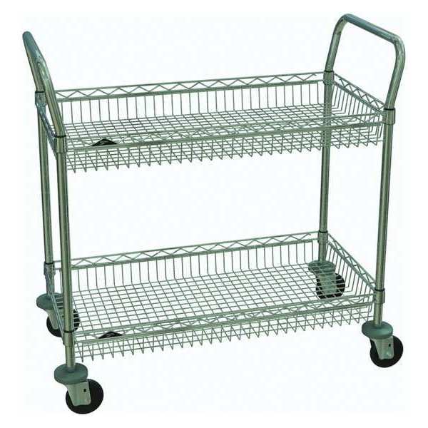 Wire Basket Cart, Chrome, 39in.H x 36in.L