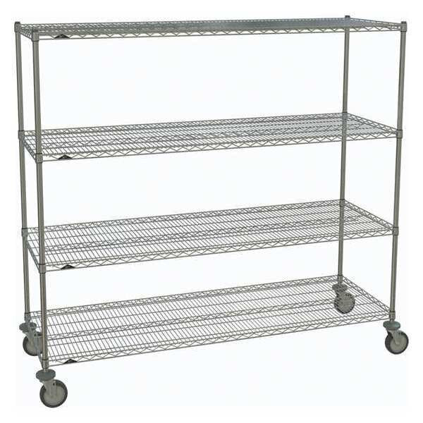 Wire Cart, Chrome, 69in.H x 72in.L, Silver