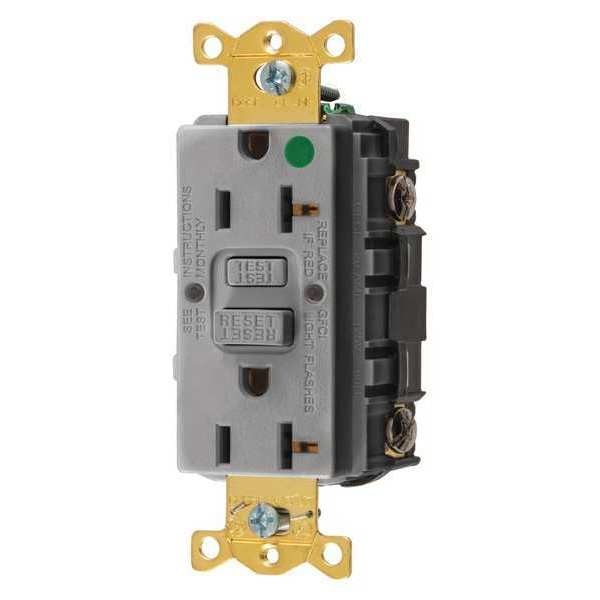 GFCI Receptacle, 20A, 125VAC, 5-20R, Gray