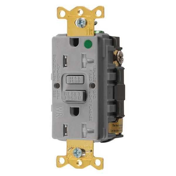 GFCI Receptacle, 20A, 125VAC, 5-20R, Gray