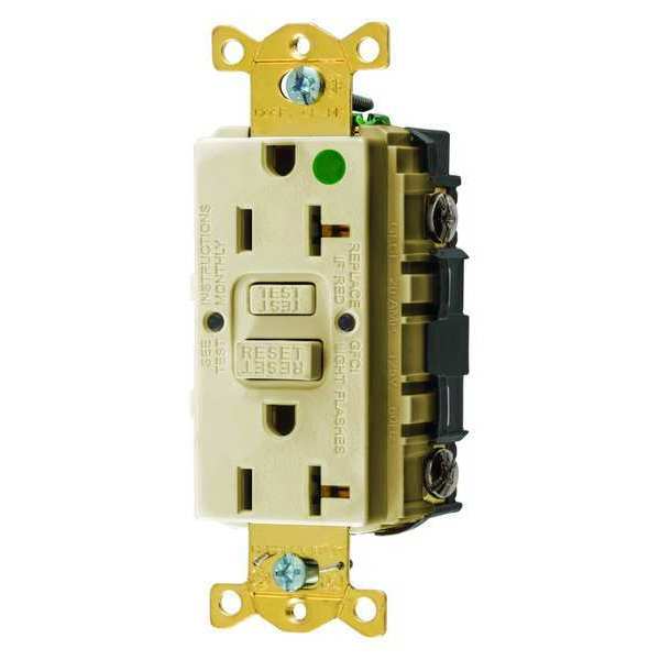 GFCI Receptacle, 20A, 125VAC, 5-20R, Ivory