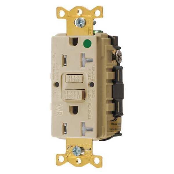 GFCI Receptacle, 20A, 125VAC, 5-20R, Ivory
