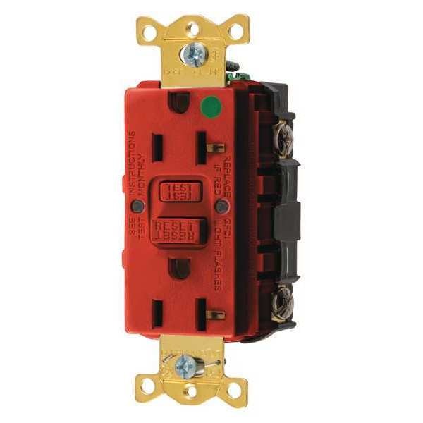 GFCI Receptacle, 20A, 125VAC, 5-20R, Red