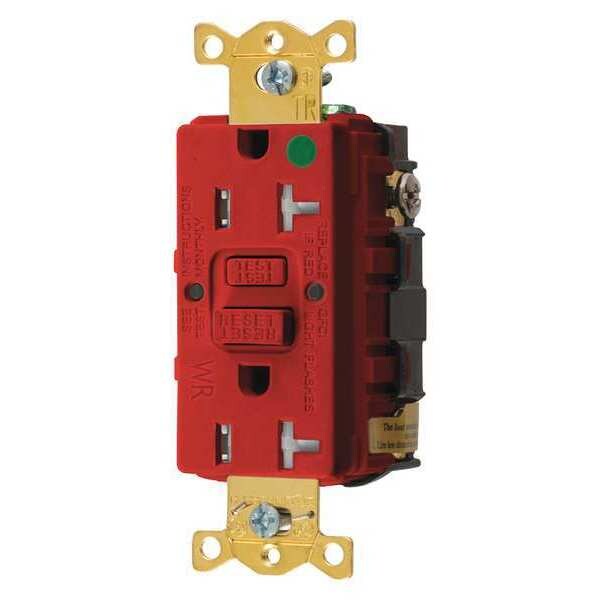 GFCI Receptacle, 20A, 125VAC, 5-20R, Red